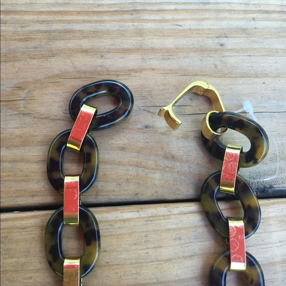 New J. Crew Lucite Tortoise Chain Link Necklace - Picture 6 of 7